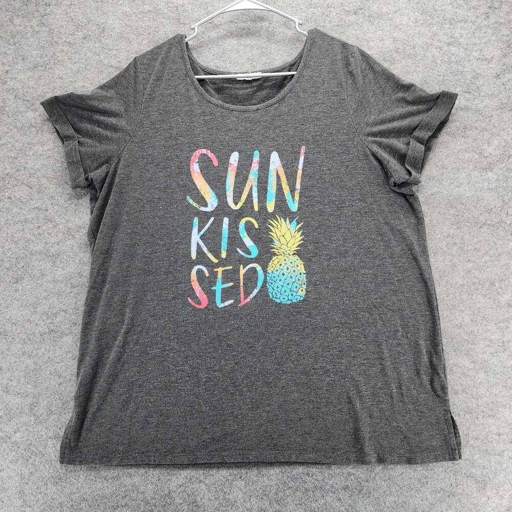 Maurices Shirt Womens 0 Gray Short Sleeve Sun Kissed Pineapple